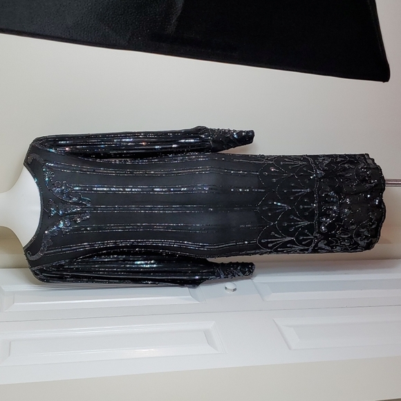 VINTAGE SILK Sequins bubble sleeve dress - Picture 4 of 15